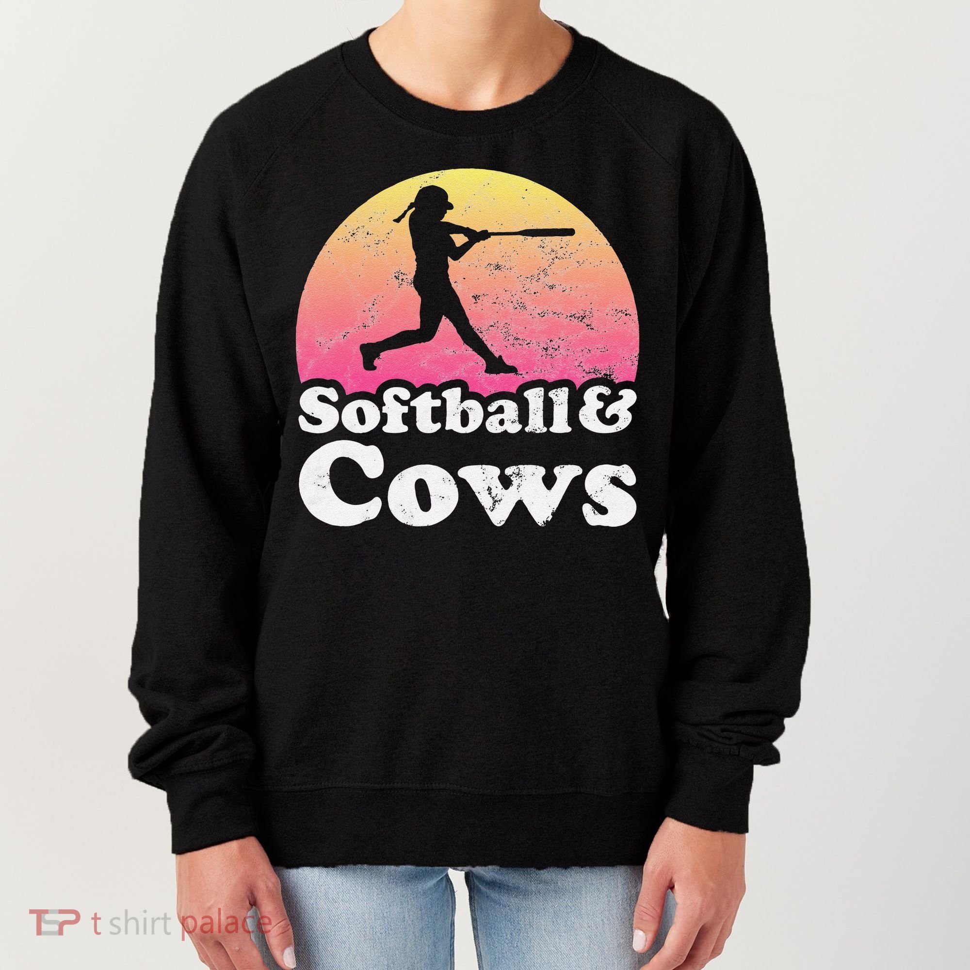 Softball and Cows  or Girls Cow Women's Sweatshirt