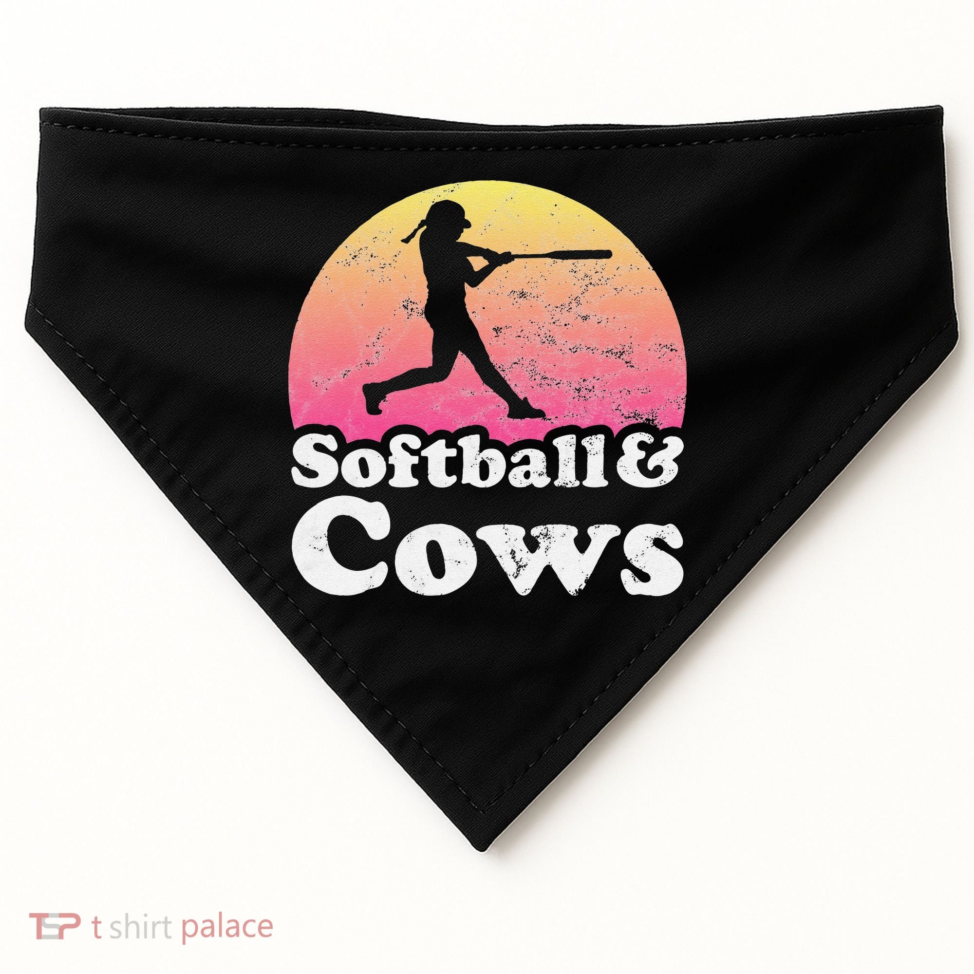 Softball and Cows  or Girls Cow USA-Made Doggie Bandana
