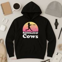 Softball and Cows  or Girls Cow Hoodie thumb 3