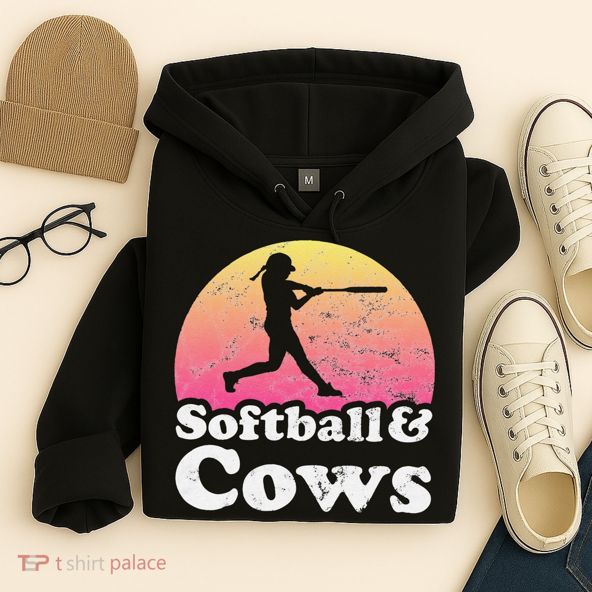 Softball and Cows  or Girls Cow Hoodie