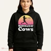 Softball and Cows  or Girls Cow Hoodie thumb 5