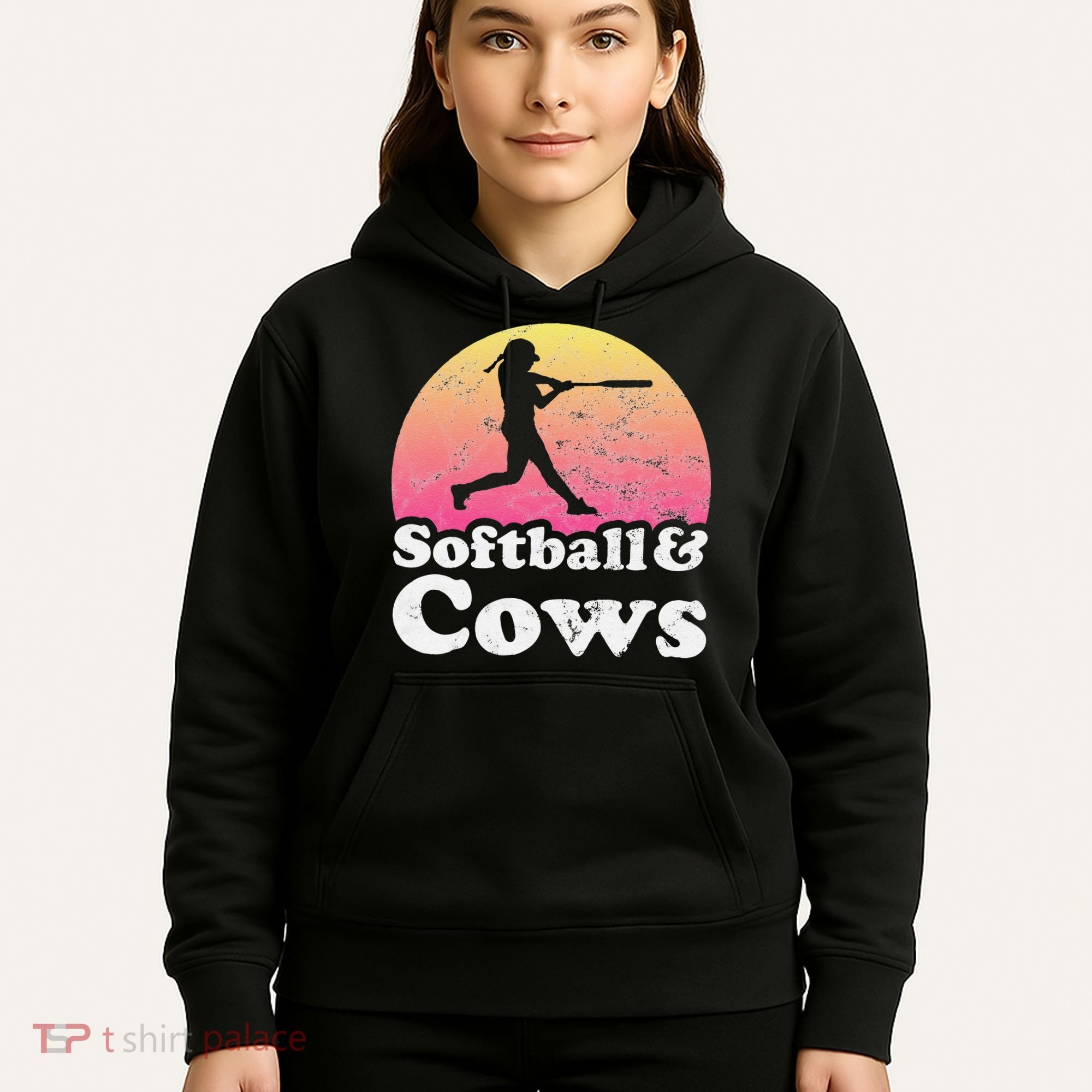 Softball and Cows  or Girls Cow Hoodie