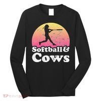 Softball and Cows  or Girls Cow Long Sleeve Shirt thumb 0