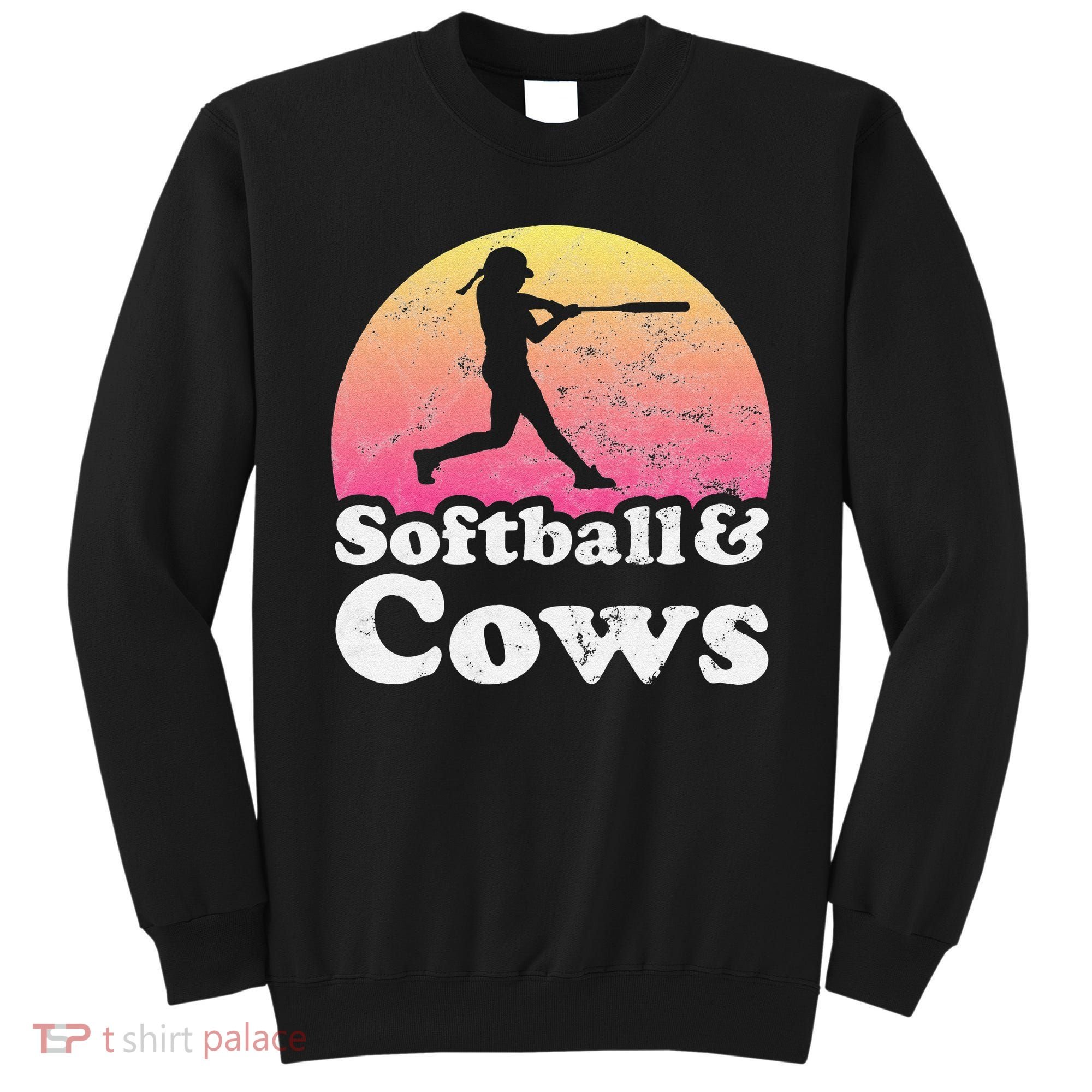 Softball and Cows  or Girls Cow Sweatshirt