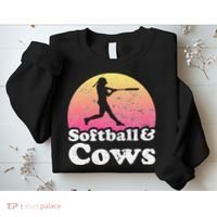 Softball and Cows  or Girls Cow Sweatshirt thumb 2
