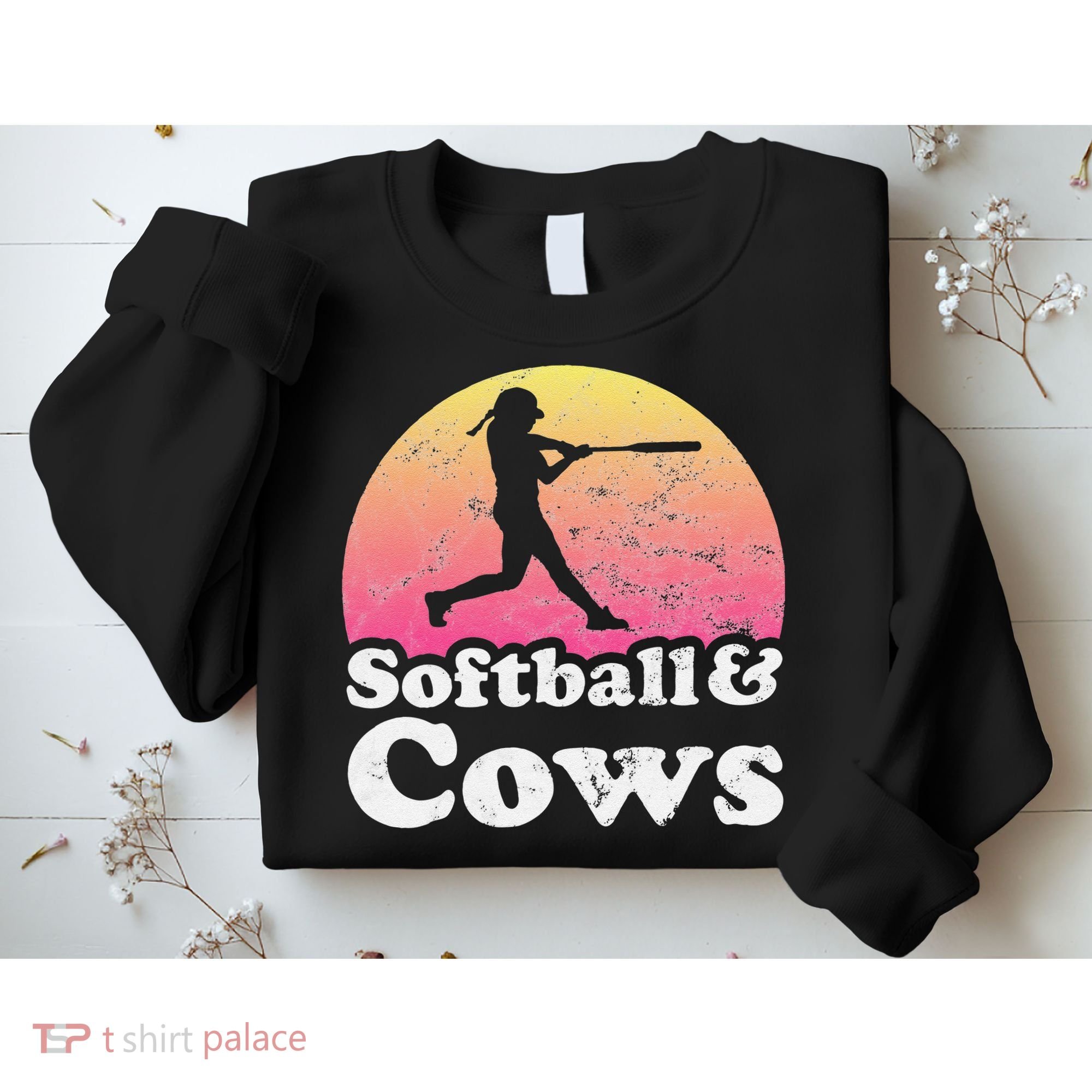 Softball and Cows  or Girls Cow Sweatshirt