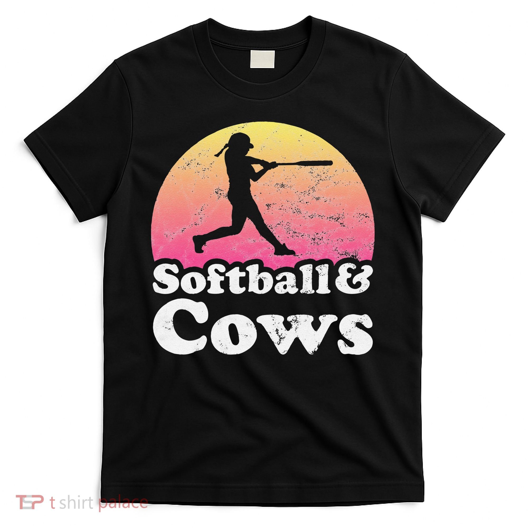Softball and Cows  or Girls Cow T-Shirt