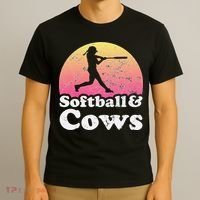 Softball and Cows  or Girls Cow T-Shirt thumb 3