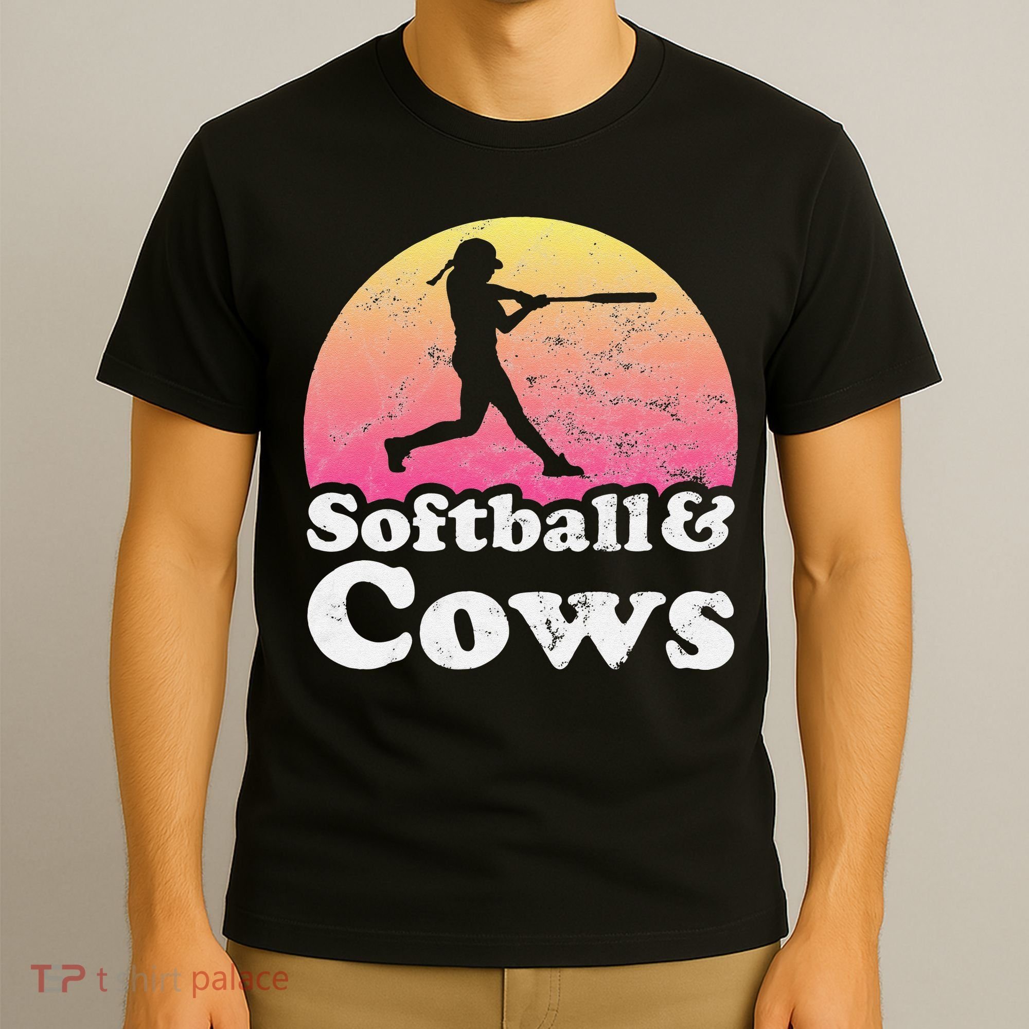 Softball and Cows  or Girls Cow T-Shirt