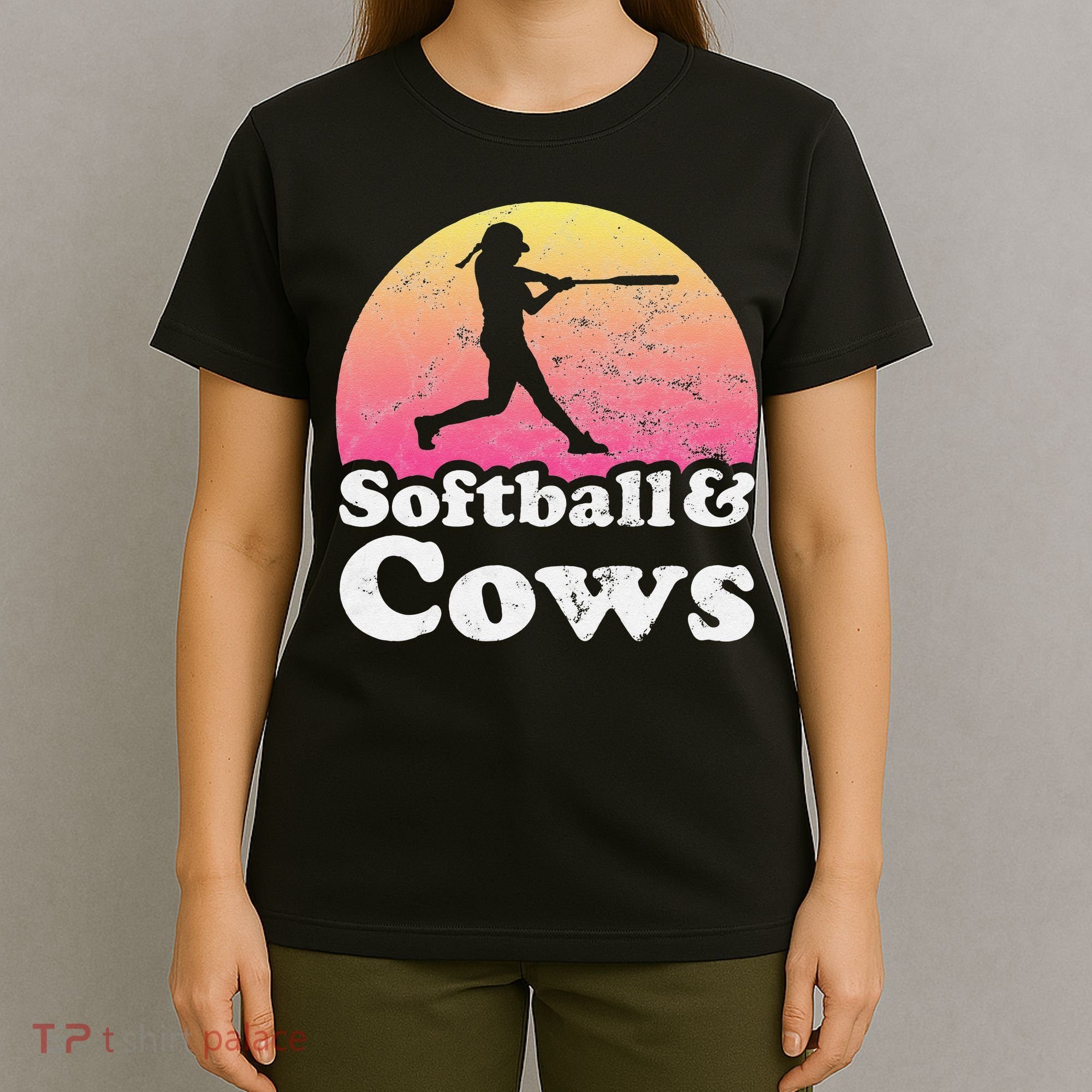 Softball and Cows  or Girls Cow T-Shirt
