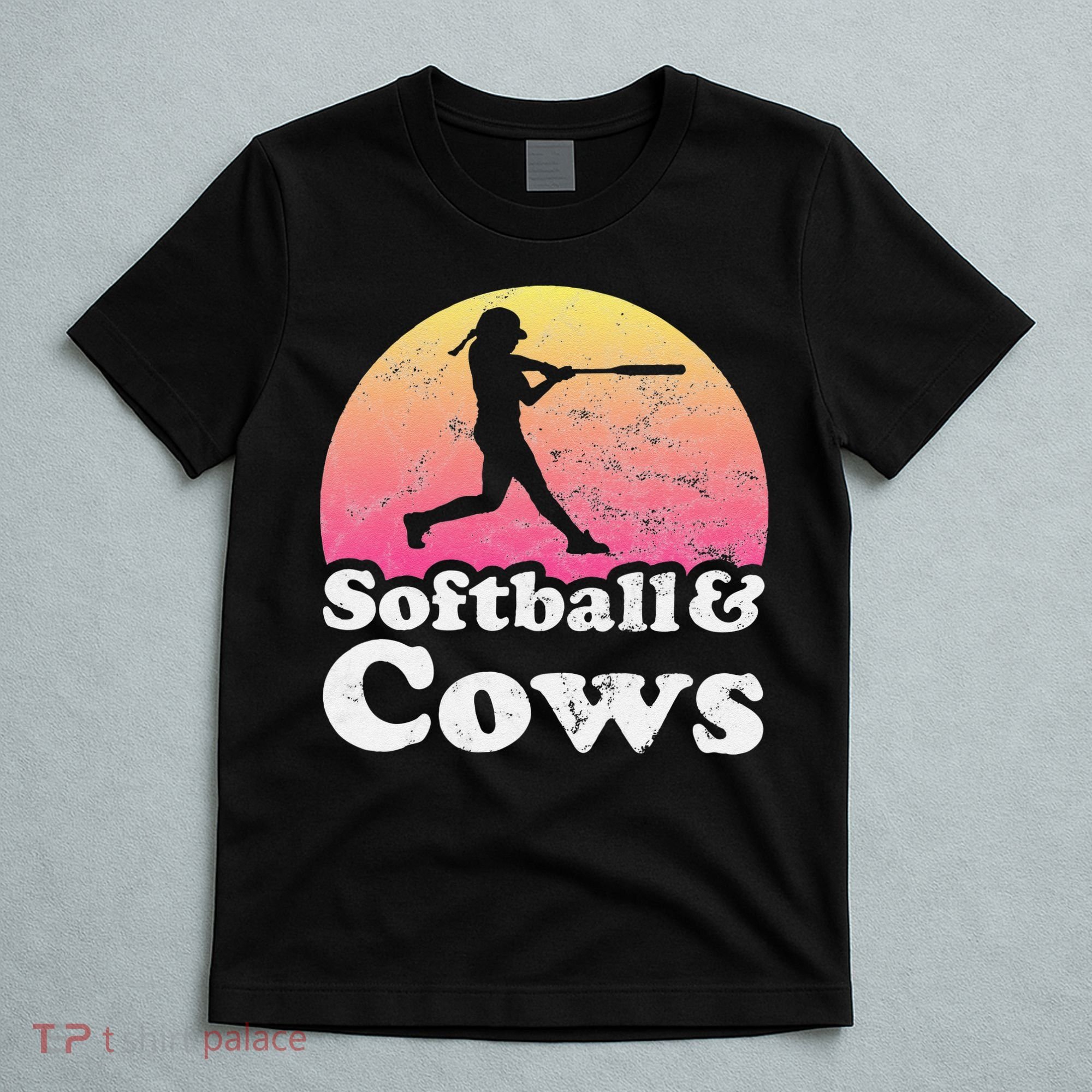 Softball and Cows  or Girls Cow T-Shirt