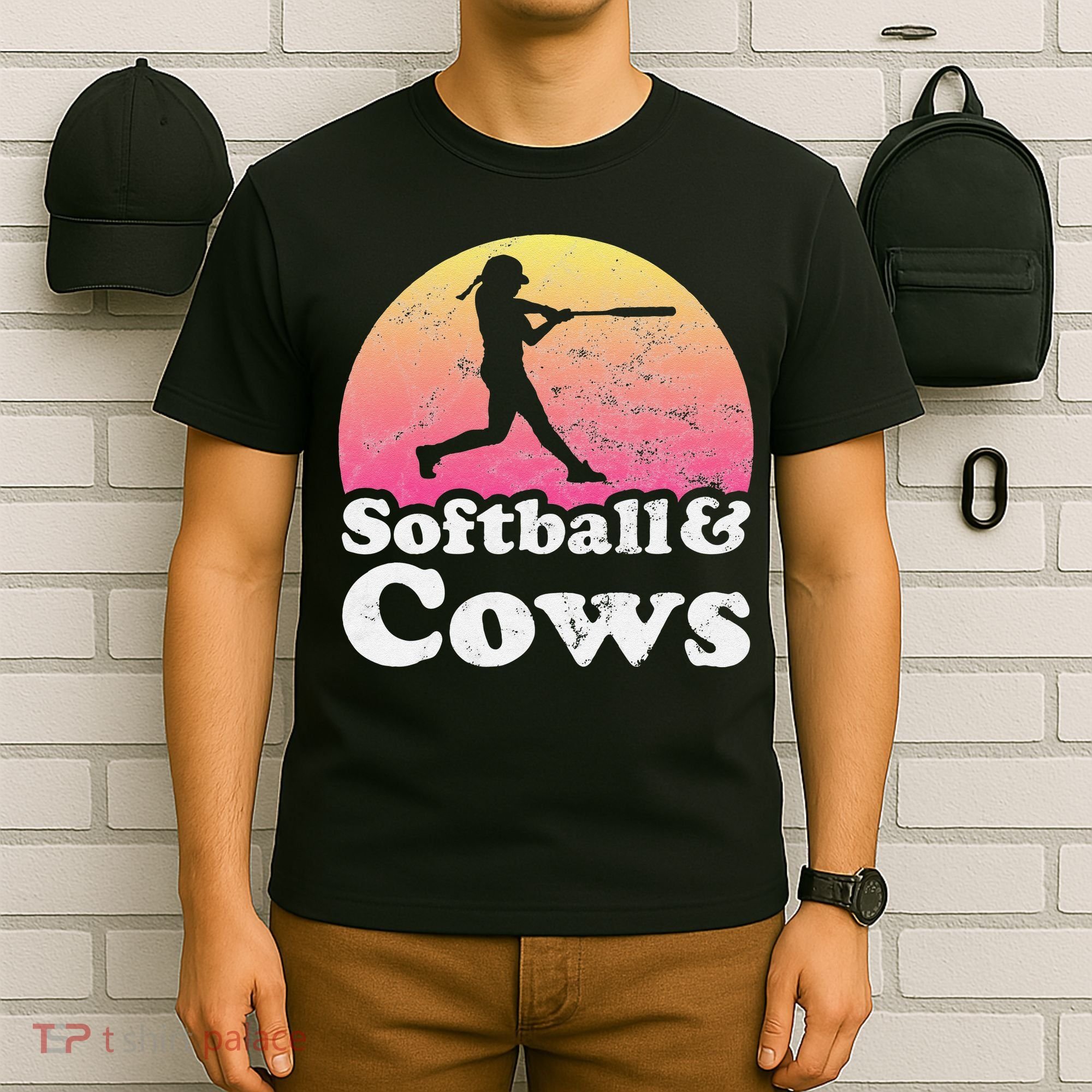 Softball and Cows  or Girls Cow T-Shirt