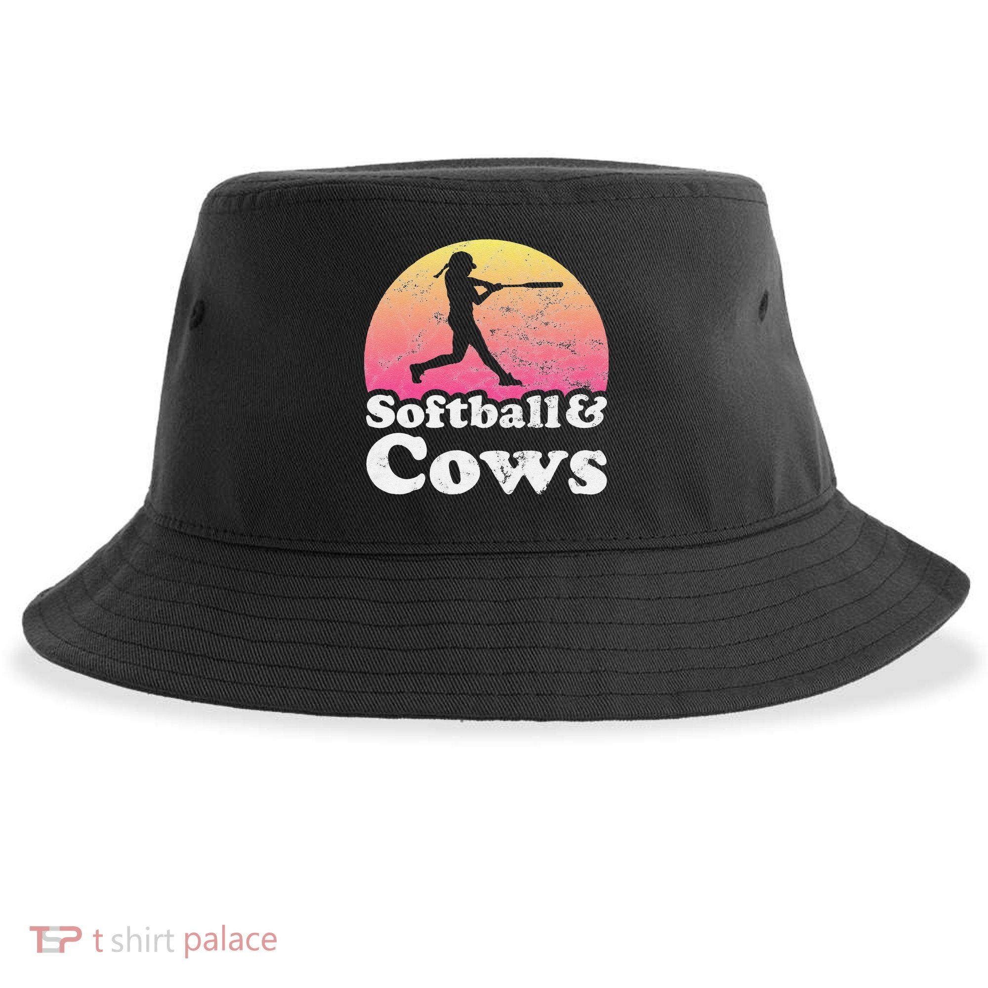 Softball and Cows  or Girls Cow Sustainable Bucket Hat