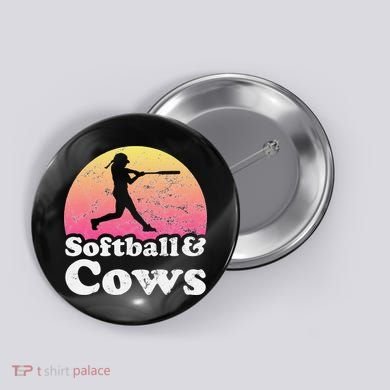 Softball and Cows  or Girls Cow Button