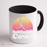 Softball and Cows  or Girls Cow Coffee Mug thumb 1