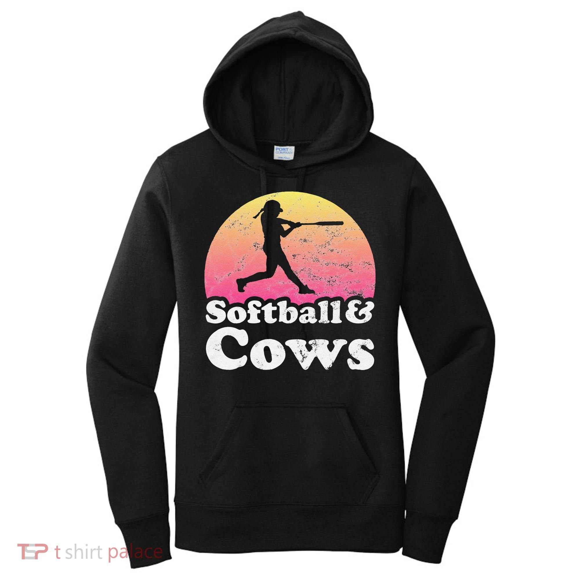 Softball and Cows  or Girls Cow Women's Hoodie