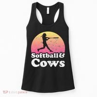 Softball and Cows  or Girls Cow Women's Tank Top thumb 0