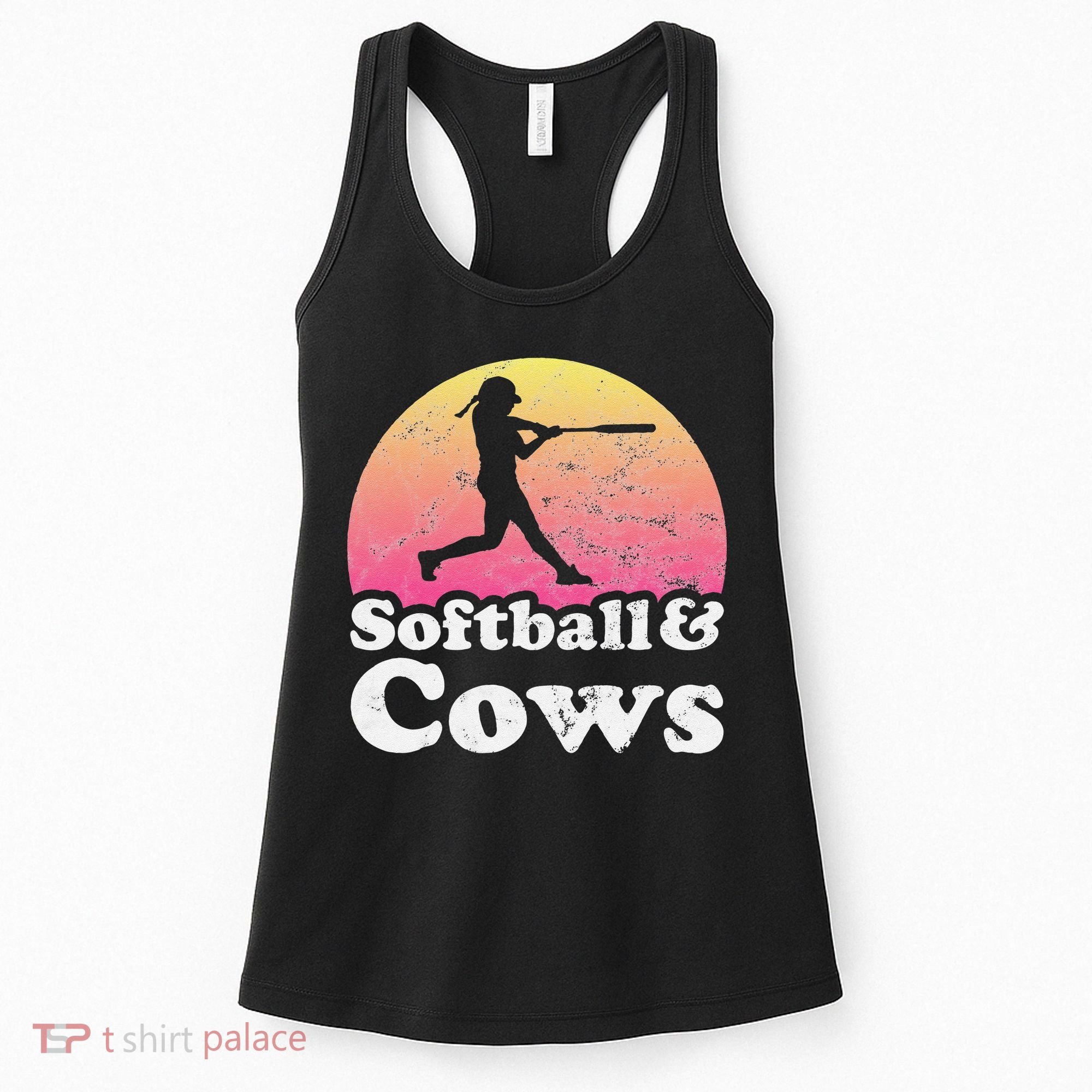 Softball and Cows  or Girls Cow Women's Tank Top