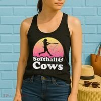 Softball and Cows  or Girls Cow Women's Tank Top thumb 2
