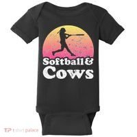 Softball and Cows  or Girls Cow Baby Bodysuit thumb 0