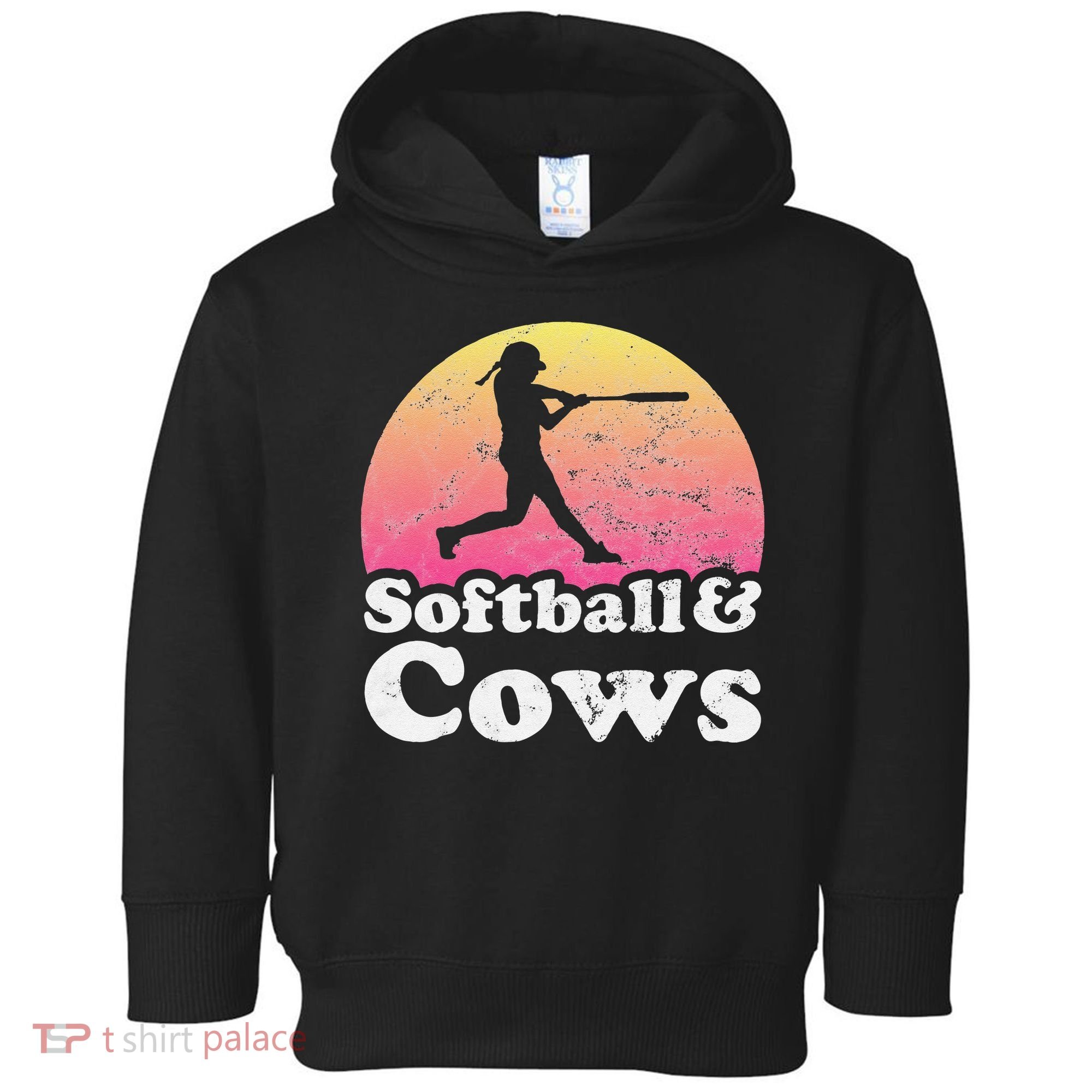 Softball and Cows  or Girls Cow Toddler Hoodie