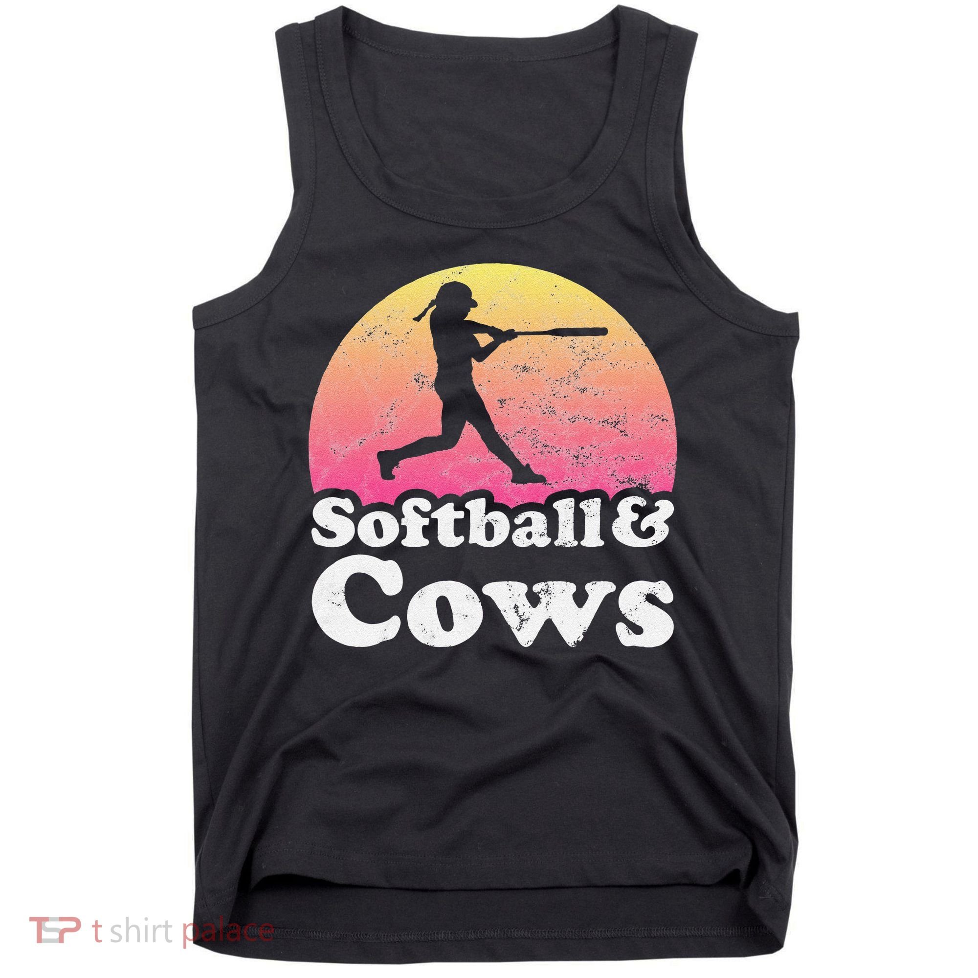 Softball and Cows  or Girls Cow Tank Top