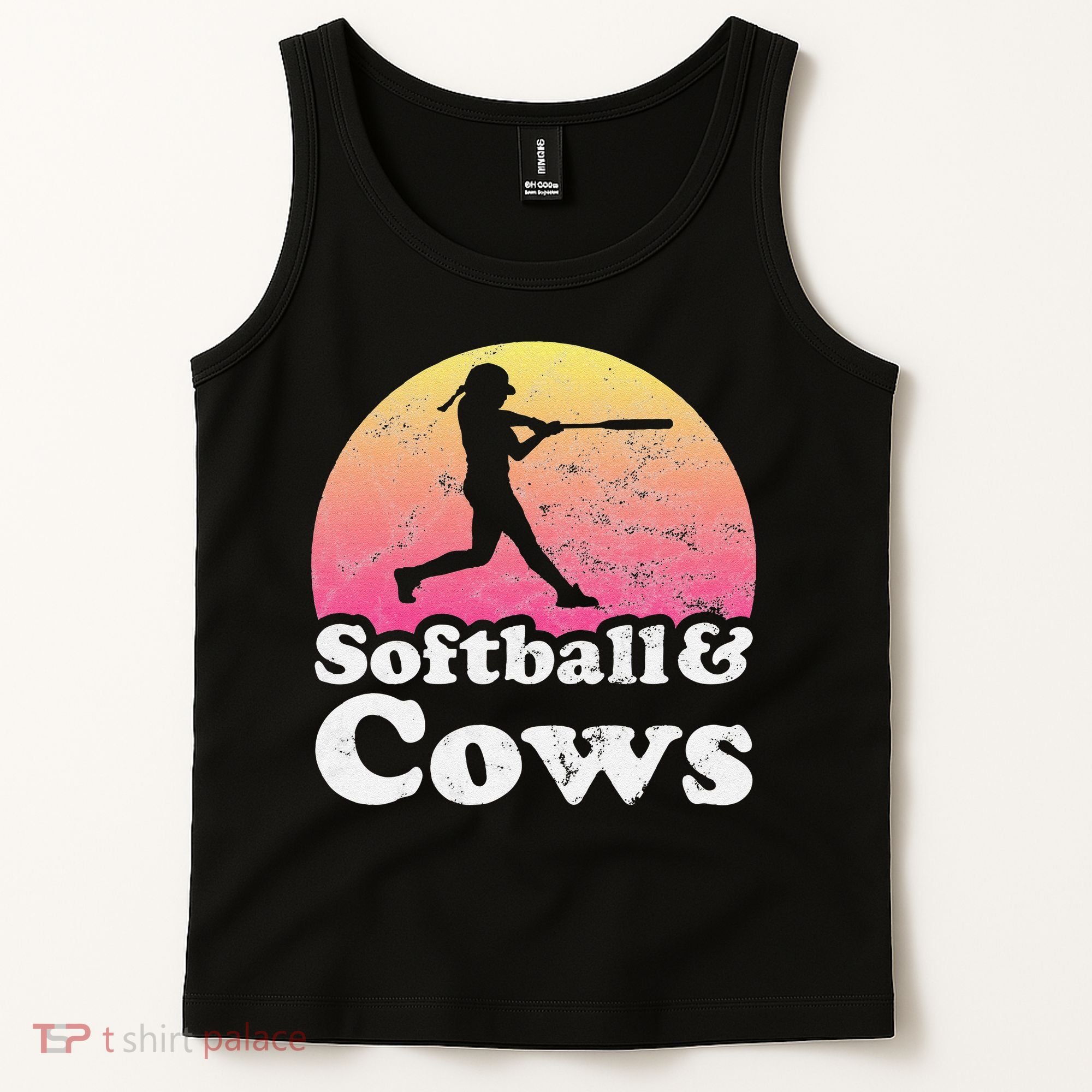 Softball and Cows  or Girls Cow Tank Top