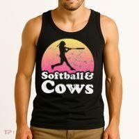 Softball and Cows  or Girls Cow Tank Top thumb 3