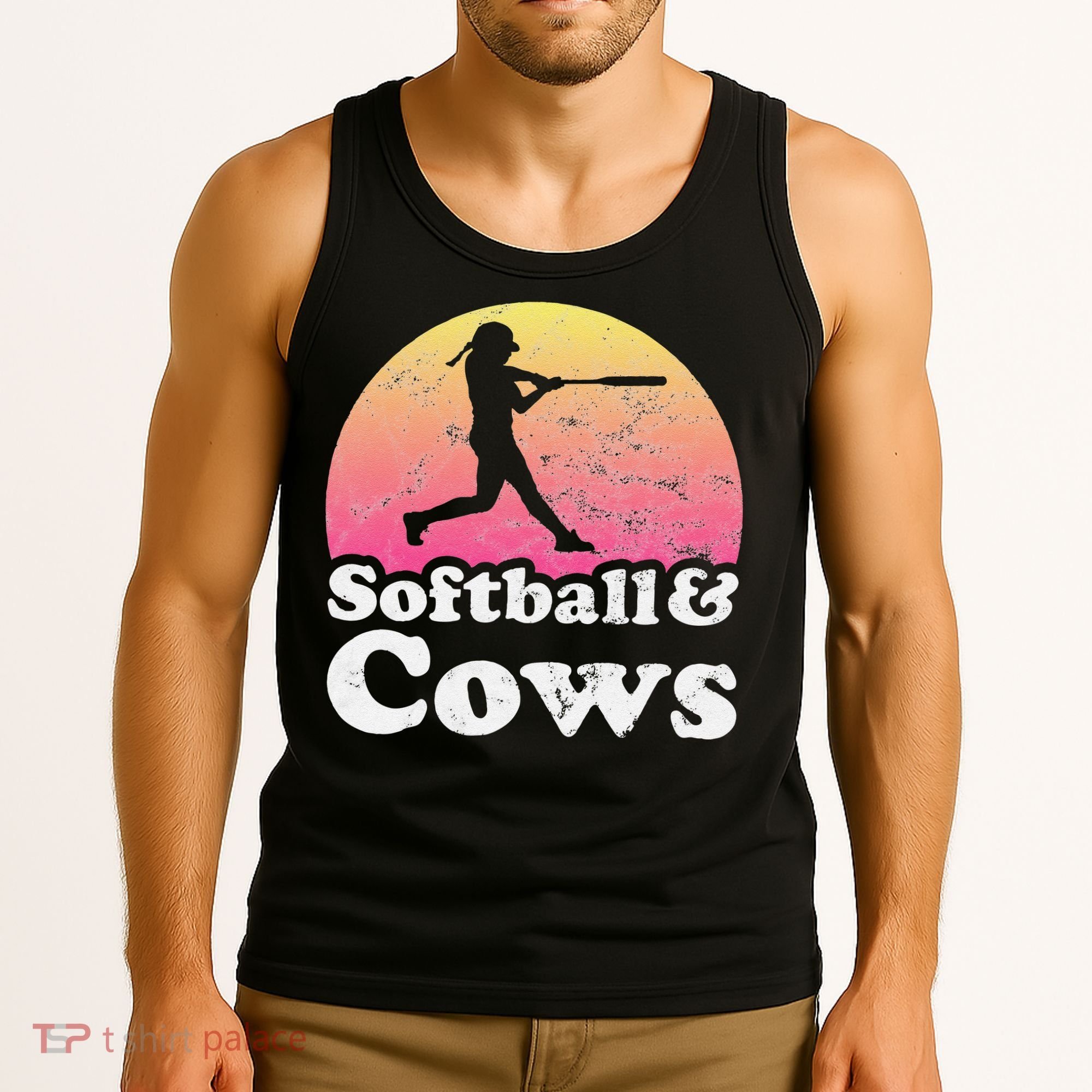 Softball and Cows  or Girls Cow Tank Top