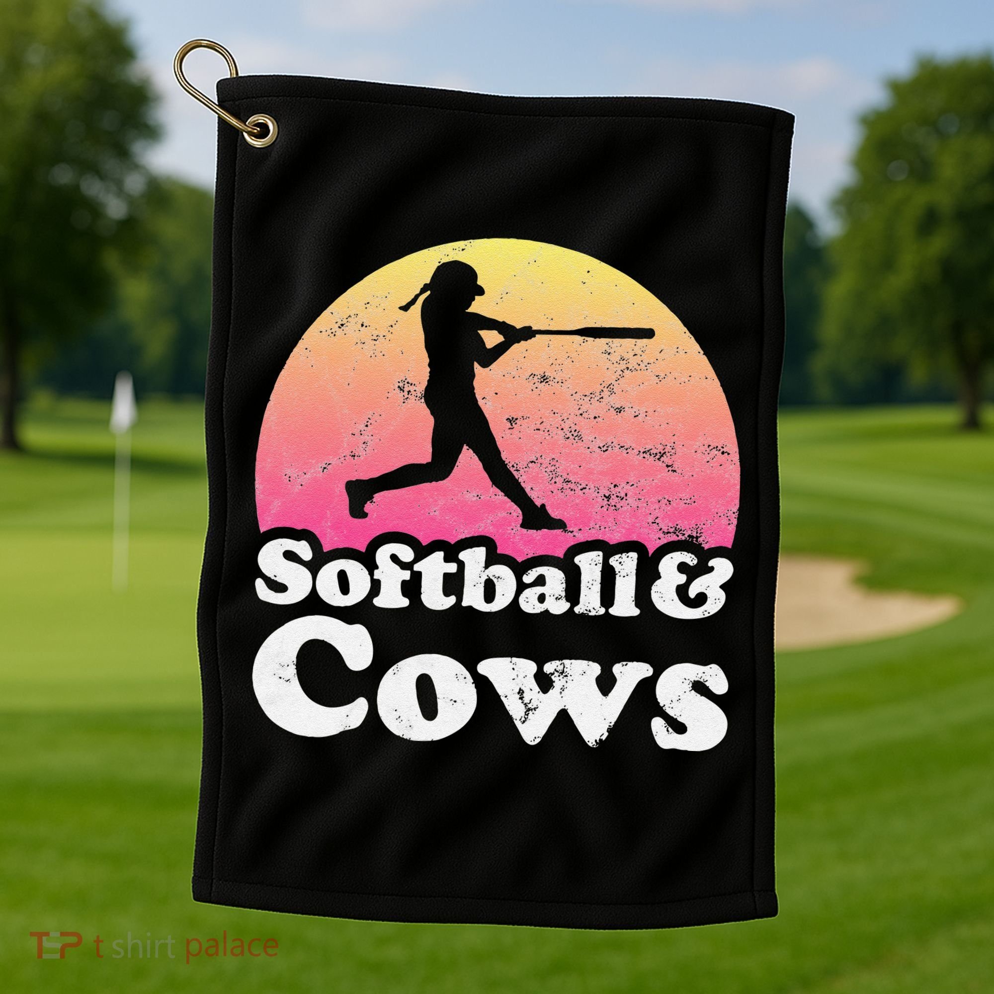 Softball and Cows  or Girls Cow Golf Towel