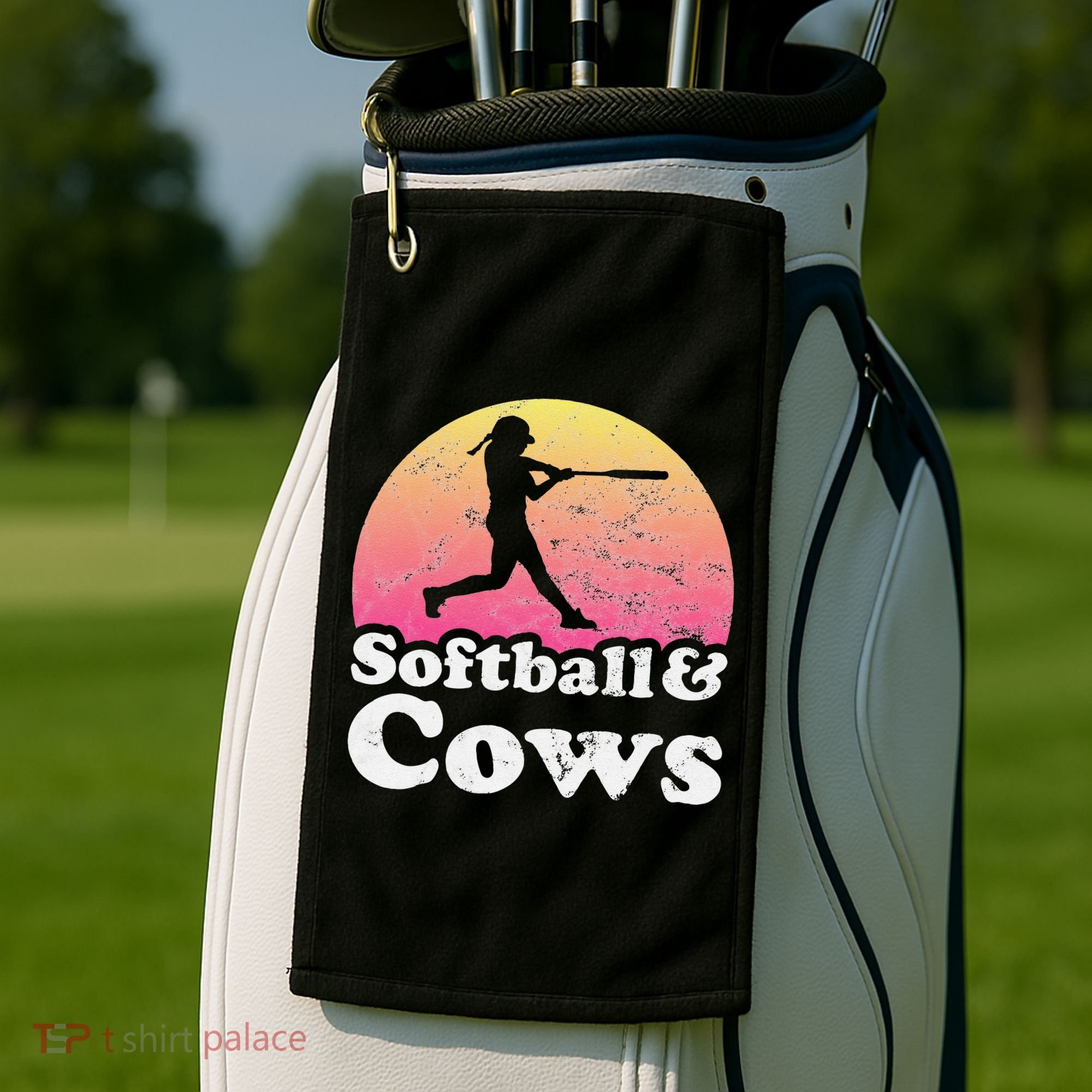 Softball and Cows  or Girls Cow Golf Towel