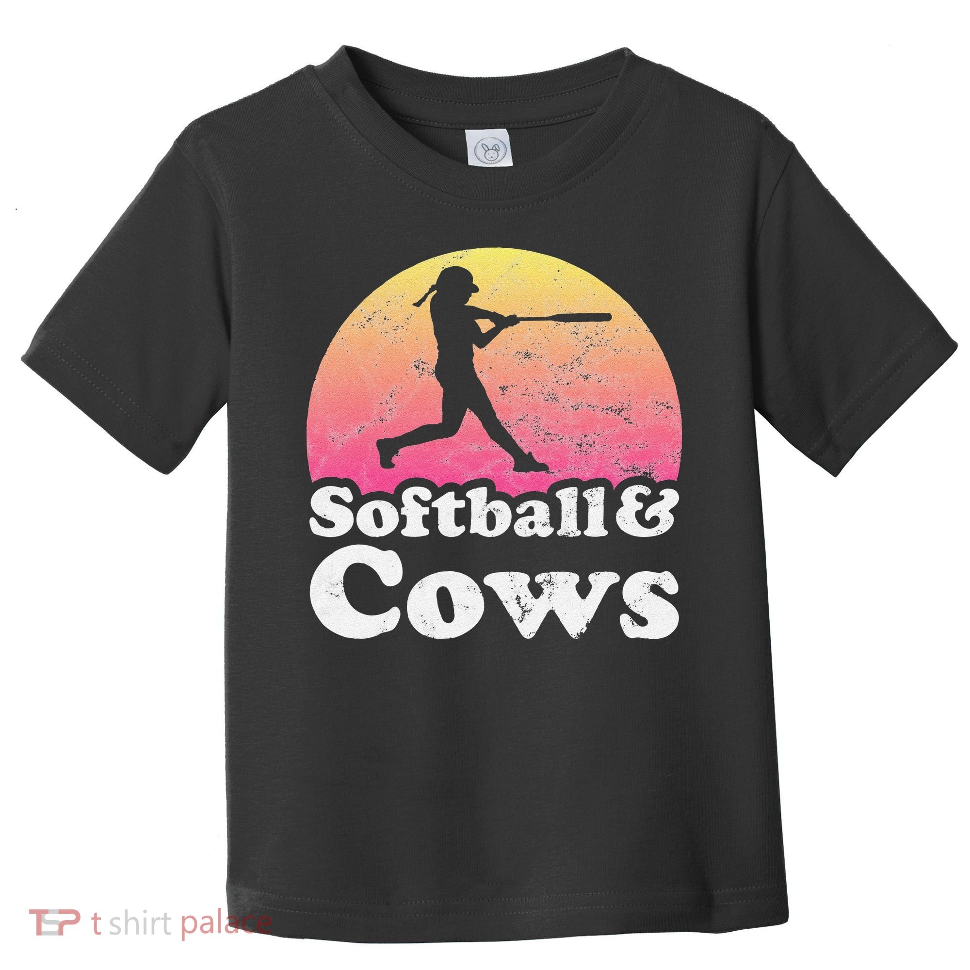 Softball and Cows  or Girls Cow Toddler T-Shirt