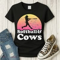 Softball and Cows  or Girls Cow Women's T-Shirt thumb 3