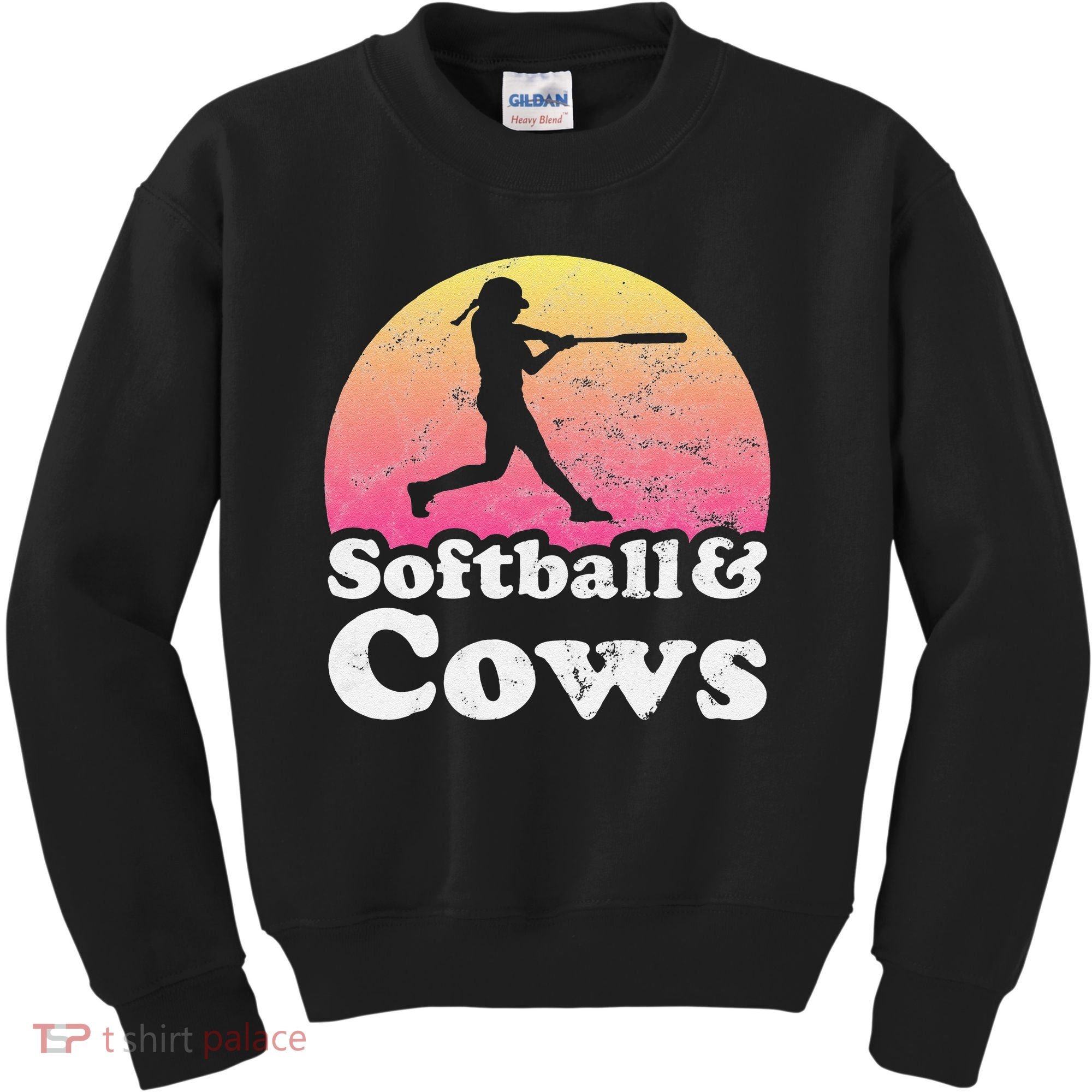 Softball and Cows  or Girls Cow Kids Sweatshirt