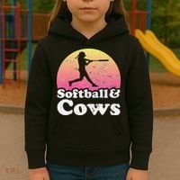 Softball and Cows  or Girls Cow Kids Hoodie thumb 3