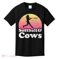 Softball and Cows  or Girls Cow Kids T-Shirt thumb 0