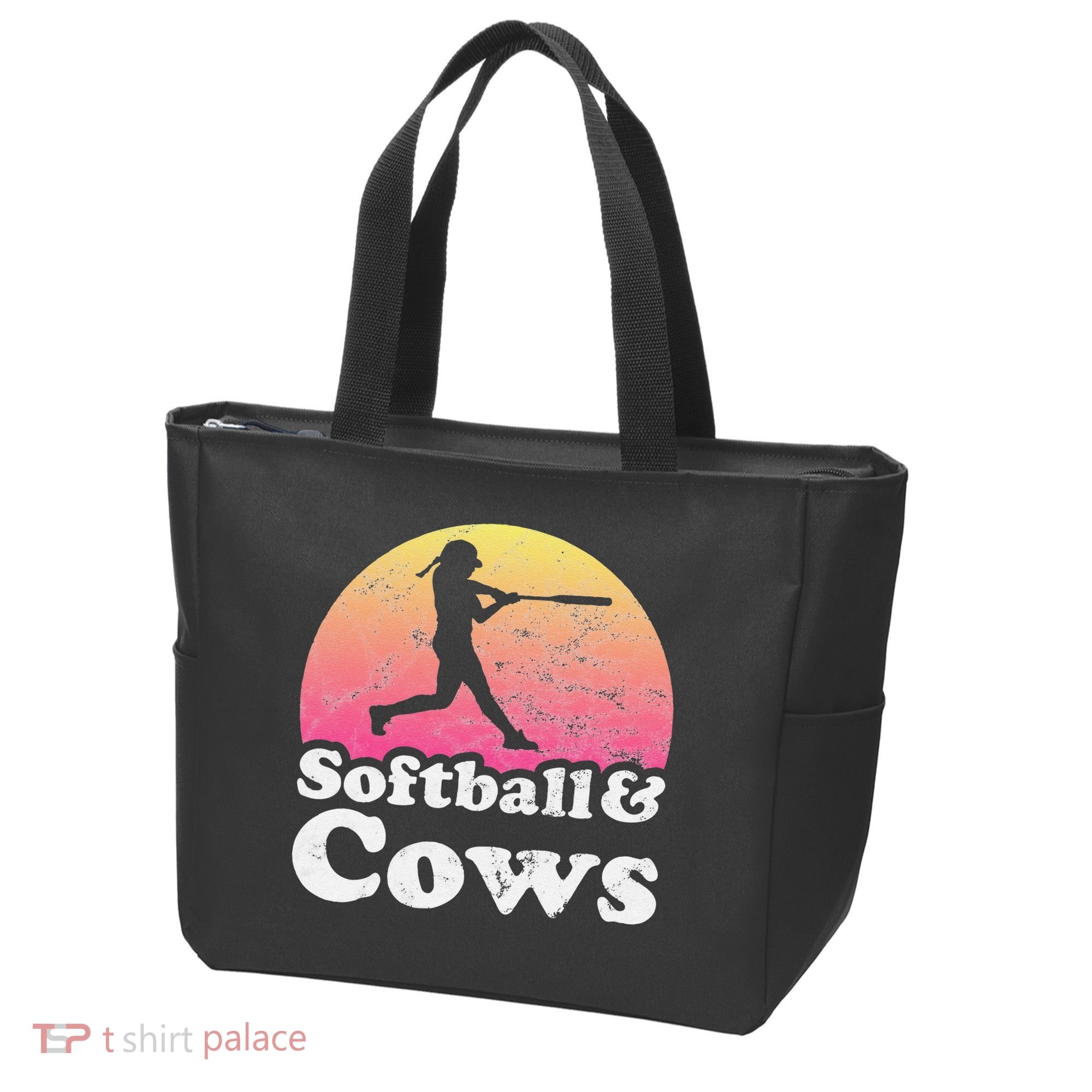 Softball and Cows  or Girls Cow Tote Bag