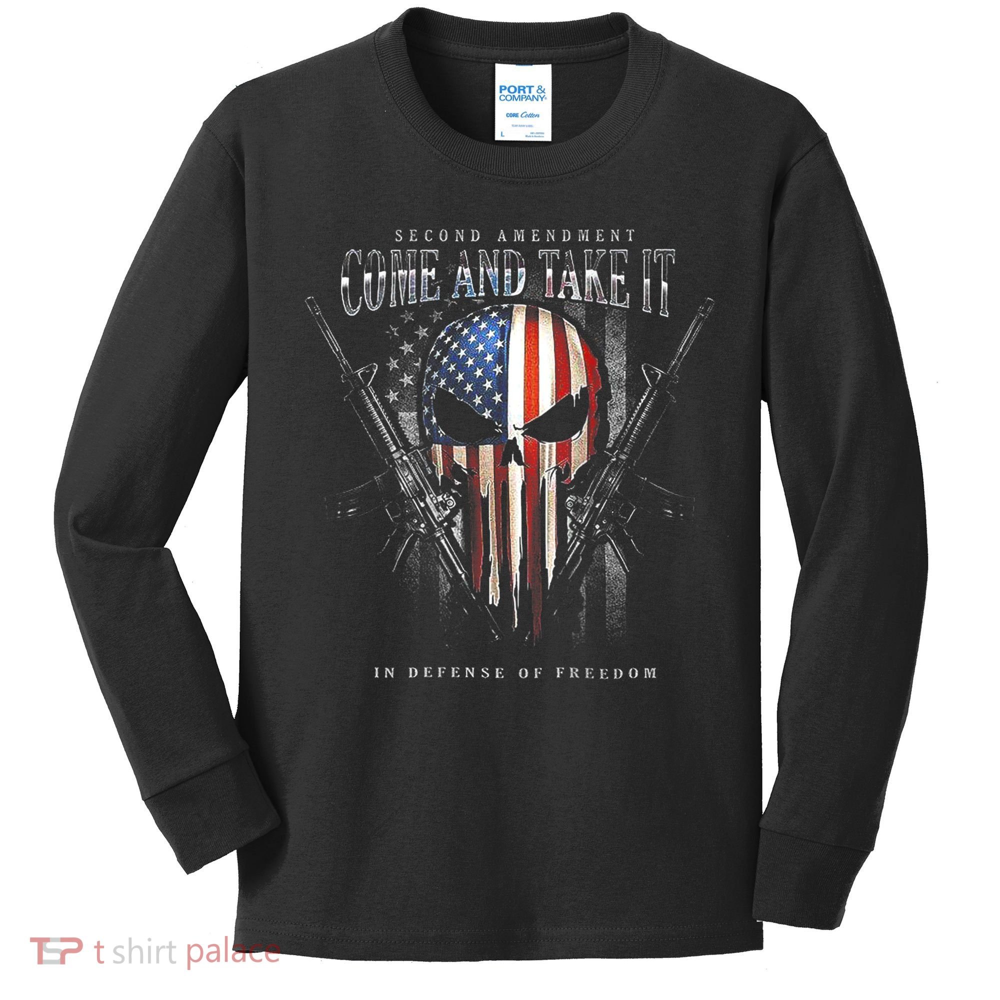 Second Amendment Come And Take It In Defense Of Freedom Kids Long Sleeve Shirt