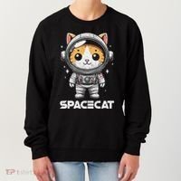 Spacecat Astronaut Cat Kitten Spaceman Cosmonaut Distressed Women's Sweatshirt thumb 0