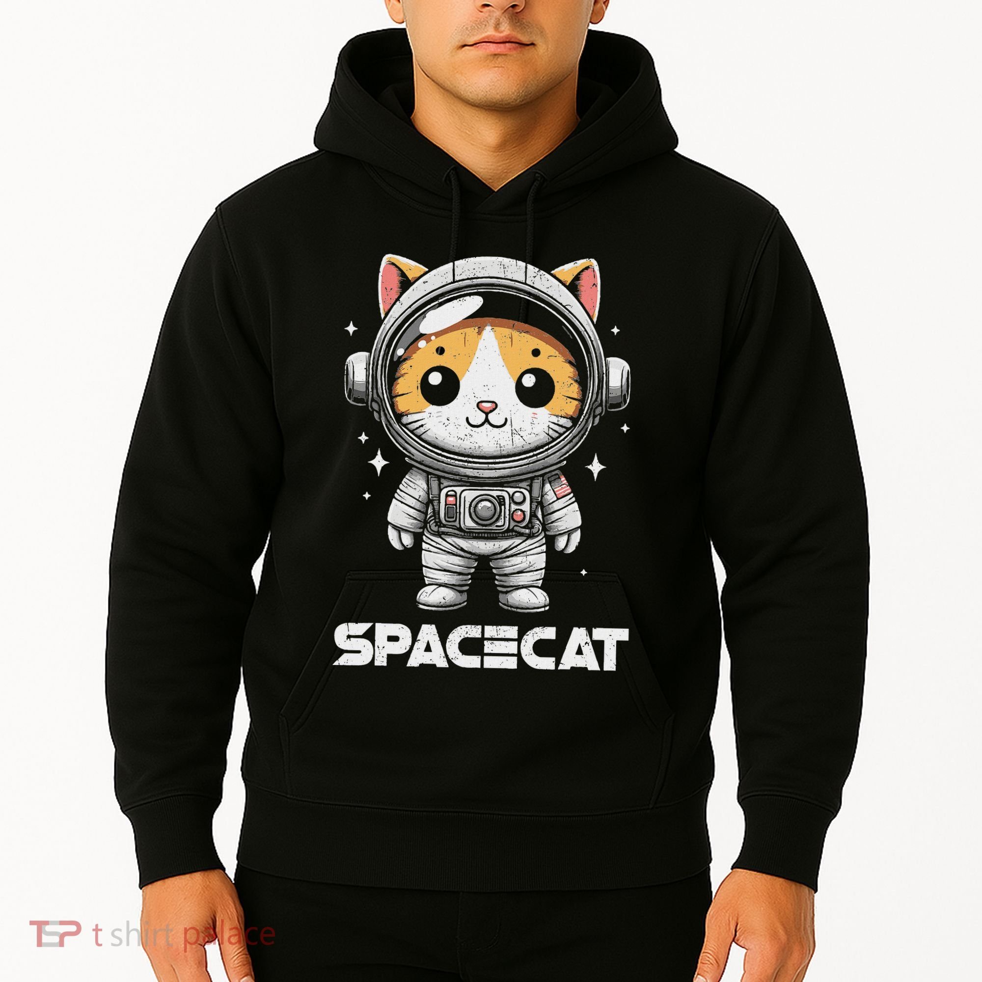 Spacecat Astronaut Cat Kitten Spaceman Cosmonaut Distressed Hoodie
