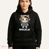 Spacecat Astronaut Cat Kitten Spaceman Cosmonaut Distressed Hoodie thumb 5