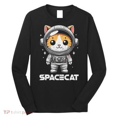 Spacecat Astronaut Cat Kitten Spaceman Cosmonaut Distressed Long Sleeve Shirt