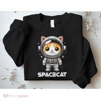 Spacecat Astronaut Cat Kitten Spaceman Cosmonaut Distressed Sweatshirt thumb 2