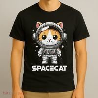 Spacecat Astronaut Cat Kitten Spaceman Cosmonaut Distressed T-Shirt thumb 3
