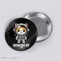 Spacecat Astronaut Cat Kitten Spaceman Cosmonaut Distressed Button thumb 0