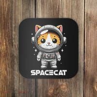 Spacecat Astronaut Cat Kitten Spaceman Cosmonaut Distressed Coaster thumb 0
