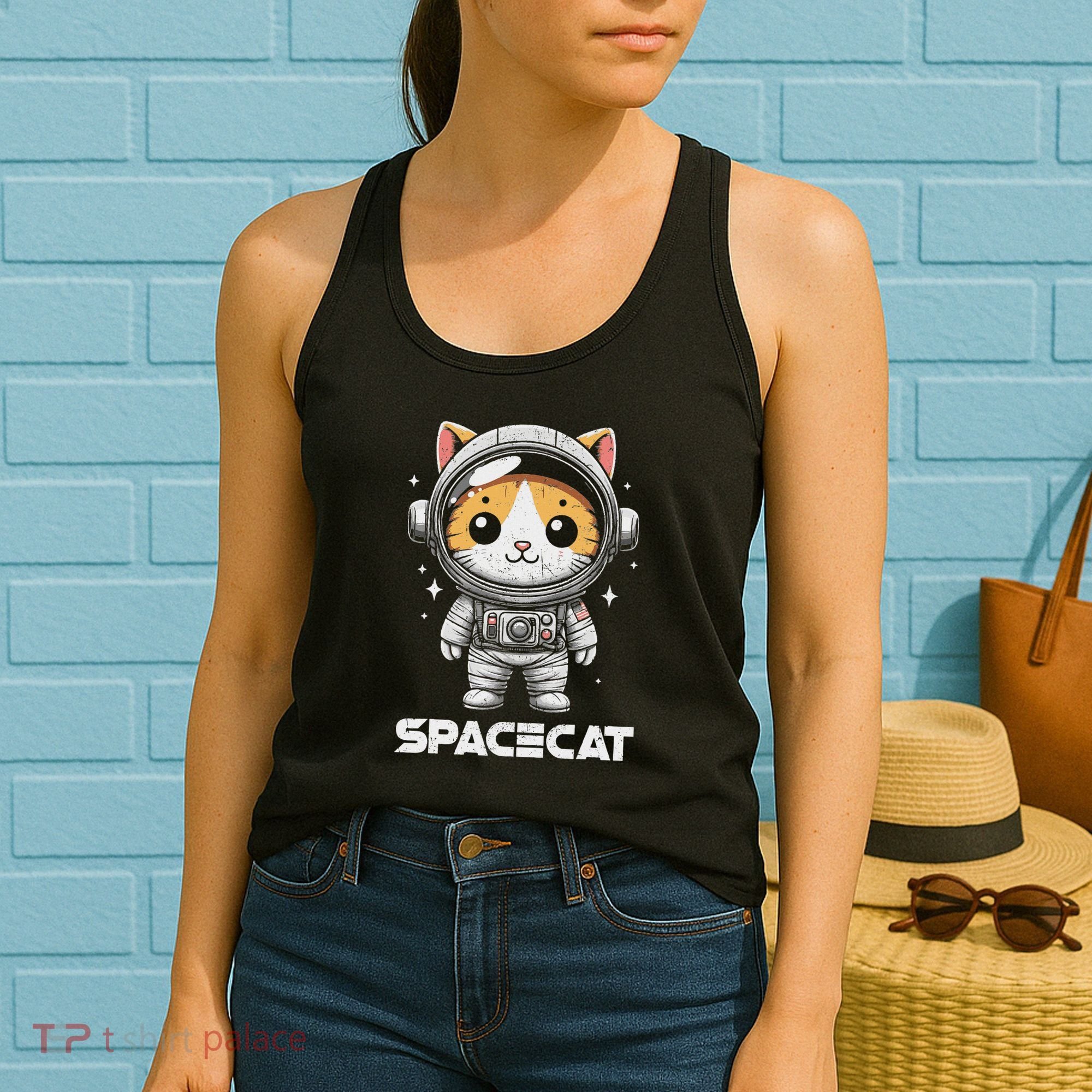 Spacecat Astronaut Cat Kitten Spaceman Cosmonaut Distressed Women's Tank Top