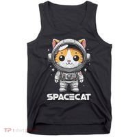 Spacecat Astronaut Cat Kitten Spaceman Cosmonaut Distressed Tank Top thumb 0