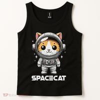 Spacecat Astronaut Cat Kitten Spaceman Cosmonaut Distressed Tank Top thumb 2