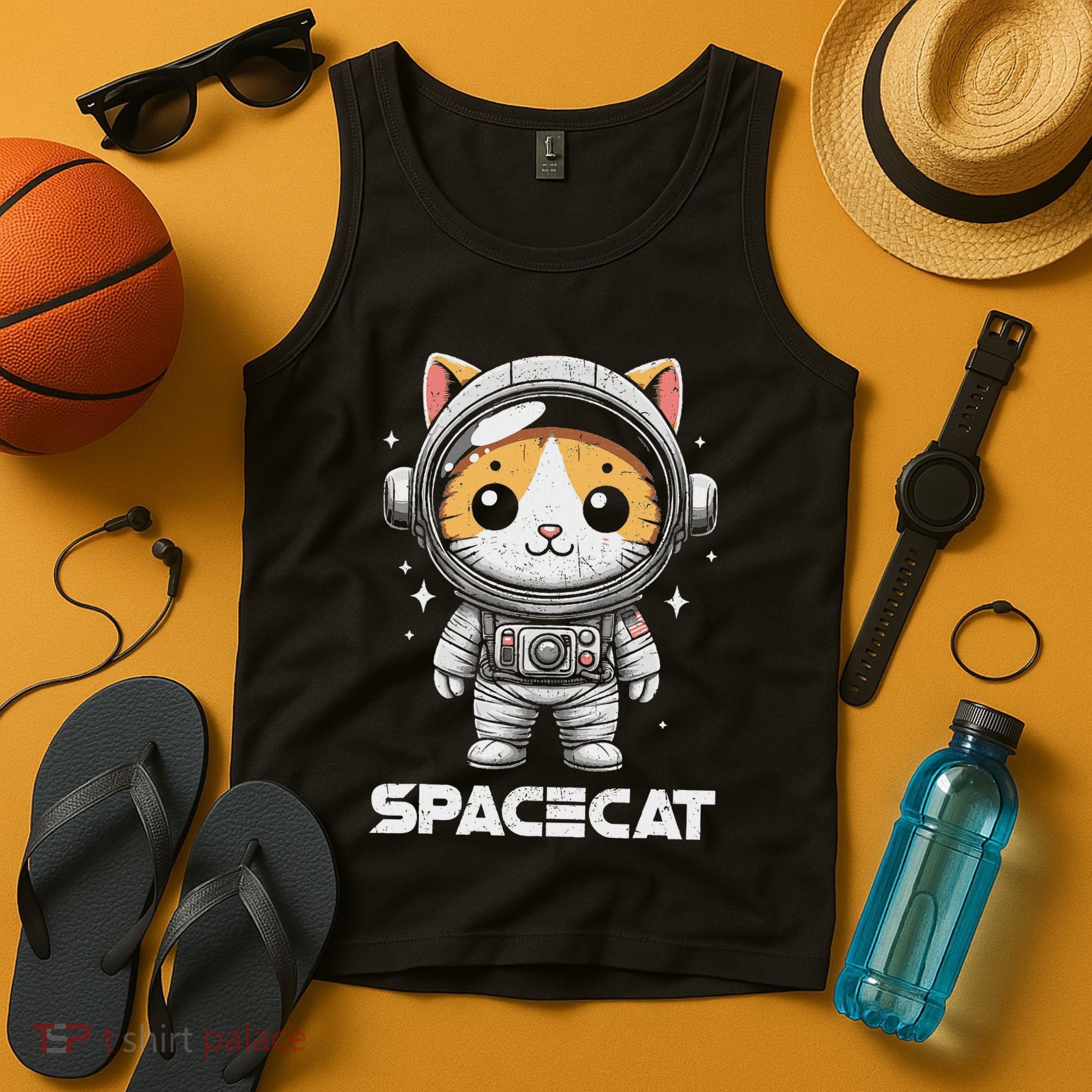 Spacecat Astronaut Cat Kitten Spaceman Cosmonaut Distressed Tank Top
